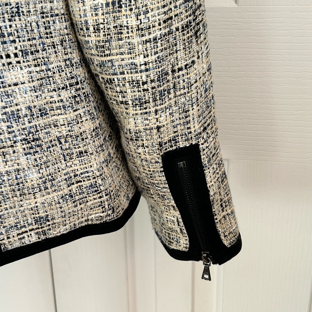 NWOT ANNE KLEIN Women Tweed Blazer, Cream, Black, Blue, Size 12 - Picture 5 of 8